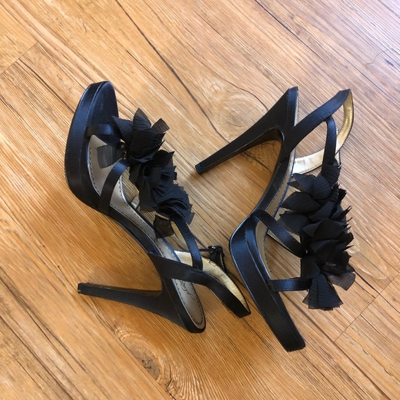 Platinum BP Black Satin Sandals - Picture 4 of 12